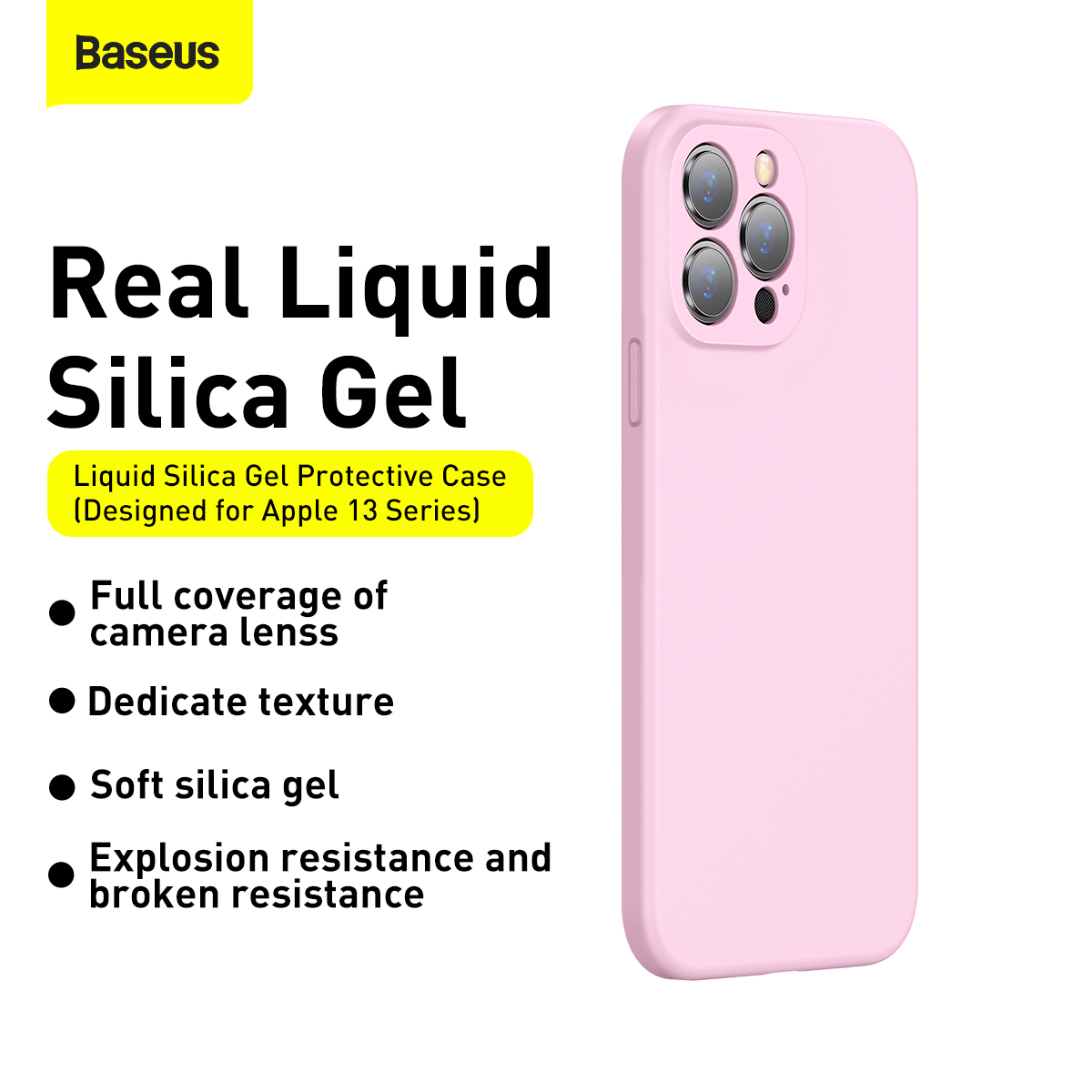 Baseus Liquid silikonskal till iPhone 13 Pro, rosa