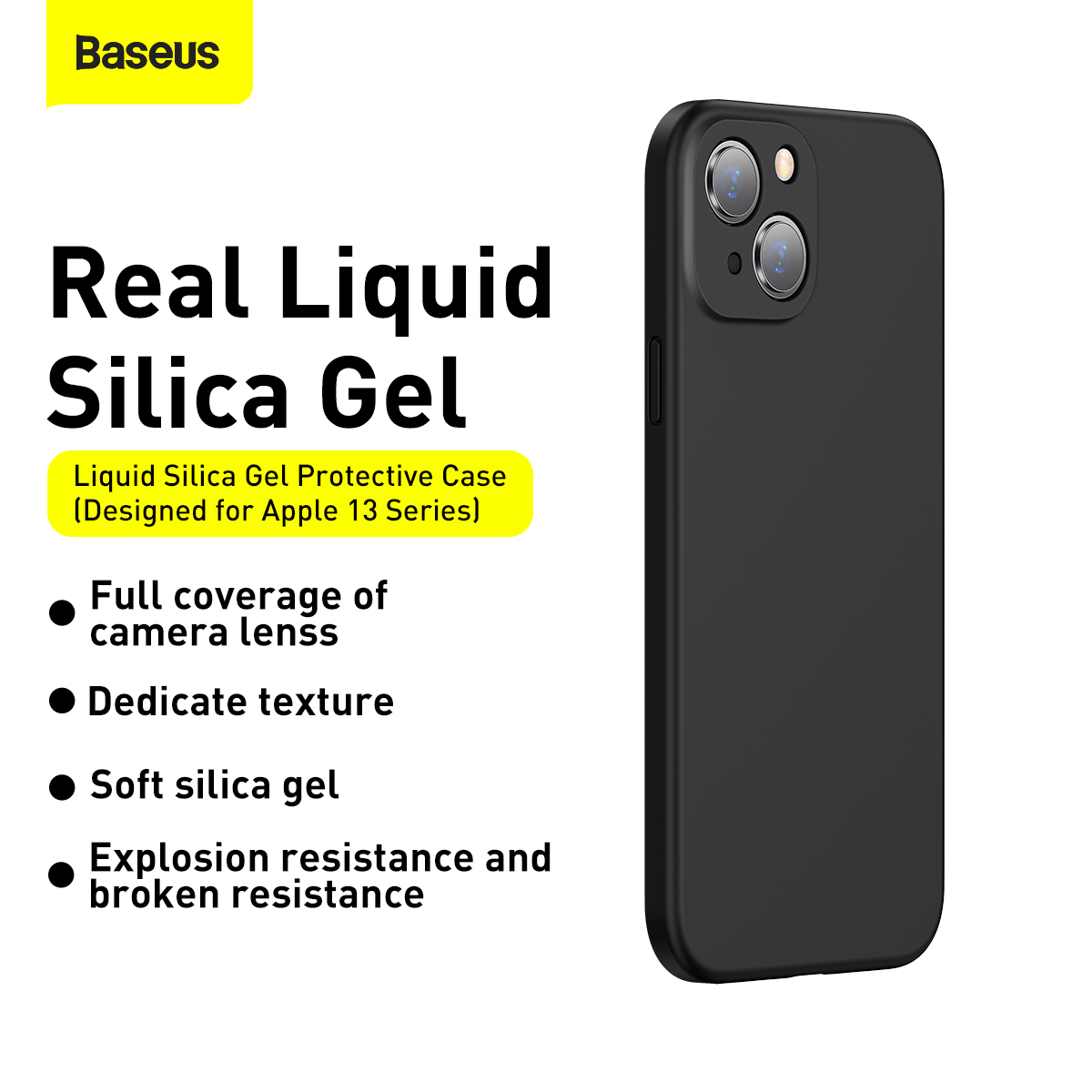 Baseus Liquid silikonskal till iPhone 13, svart