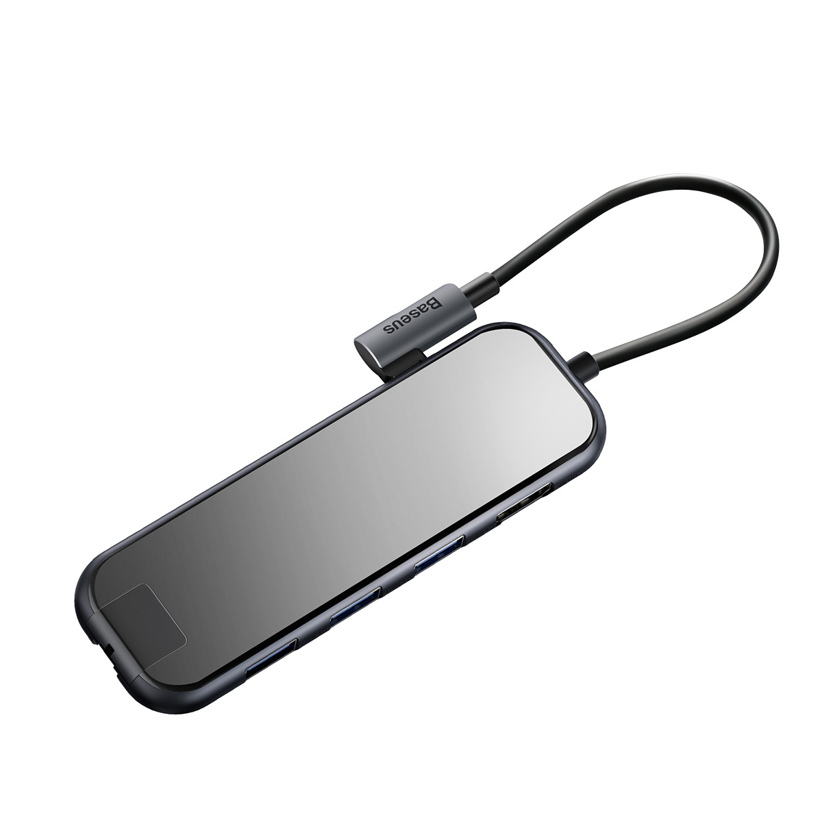 Baseus Mirror series USB-C adapter, HDMI, LAN, 3xUSB 3.0, svart