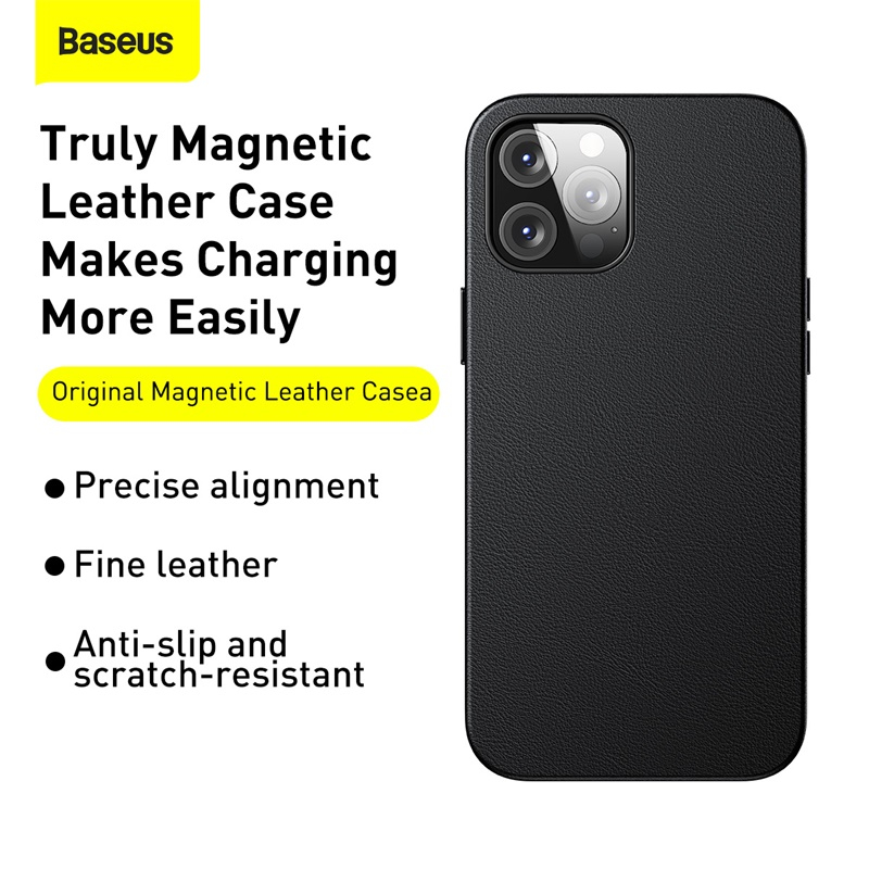 Baseus hårt läderskal till iPhone 12 Pro Max, svart