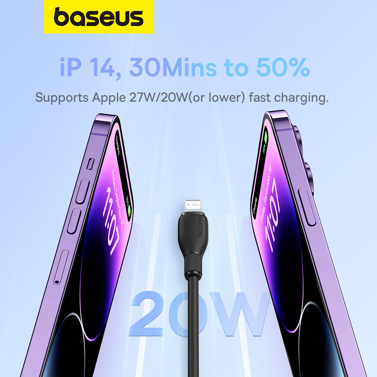 Baseus Pudding USB-C till Lightning-kabel, 20W, svart