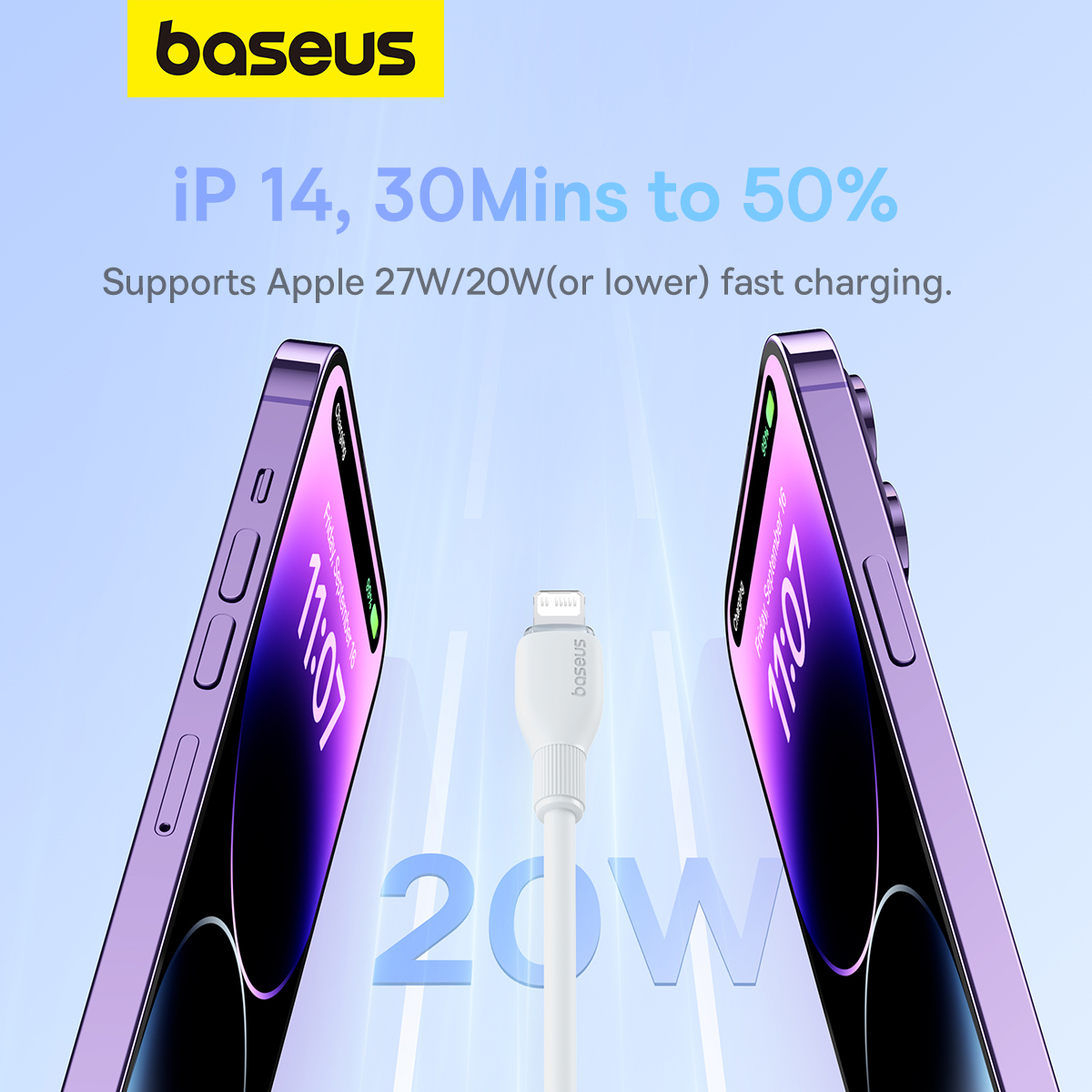 Baseus Pudding USB-C till Lightning-kabel, 20W, vit