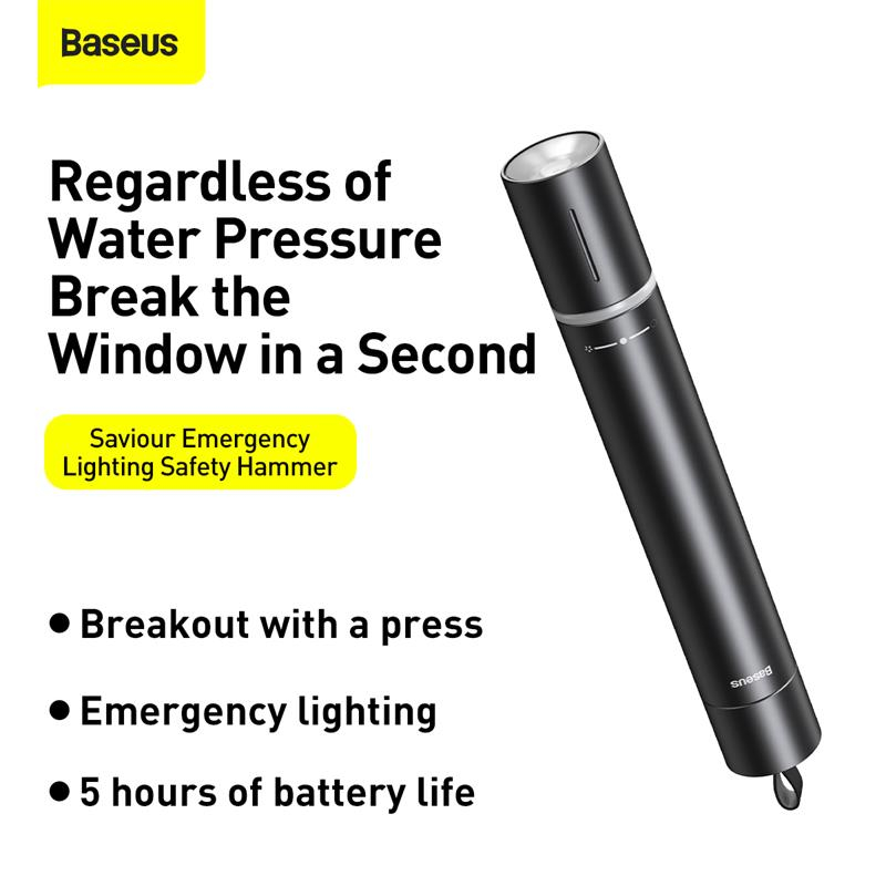 Baseus Savior Säkerhetsficklampa med fönsterkross, 2200mAh