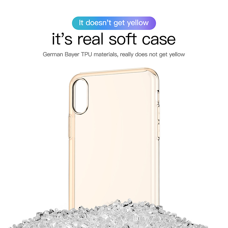 Transparent TPU skal till iPhone XS Max, guld