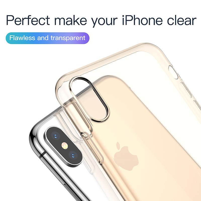 Transparent TPU skal till iPhone XS Max, guld