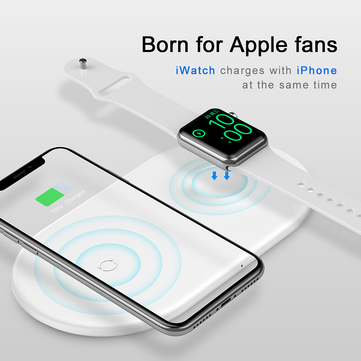 Baseus Smart, 2in1 trådlös laddare för mobil, Apple Watch, vit