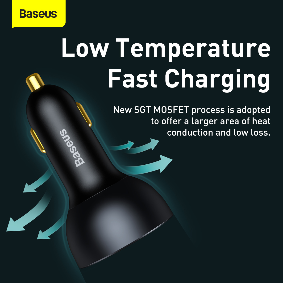 Baseus 2xUSB-C+USB billaddare, QC, PD, 160W, svart