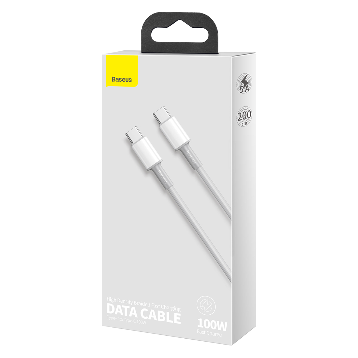 Baseus USB-C till USB-C kabel, snabbladdning, 5A, 2m, vit