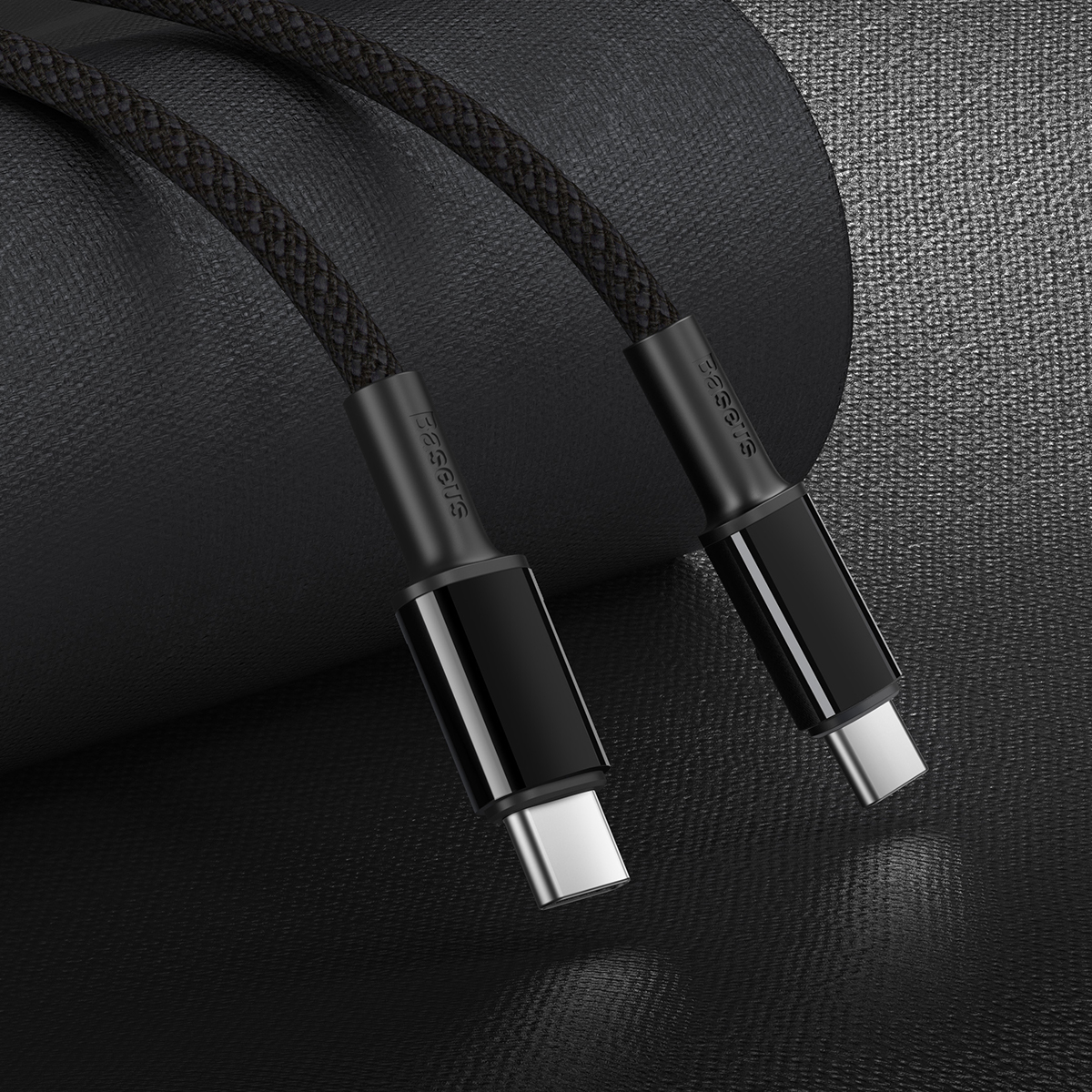Baseus USB-C till USB-C kabel, snabbladdning, 5A, 2m, svart
