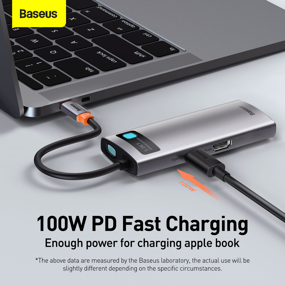 Baseus Metal Gleam 5-i-1 USB-C hubb, 3xUSB3.0, HDMI, 5Gbps