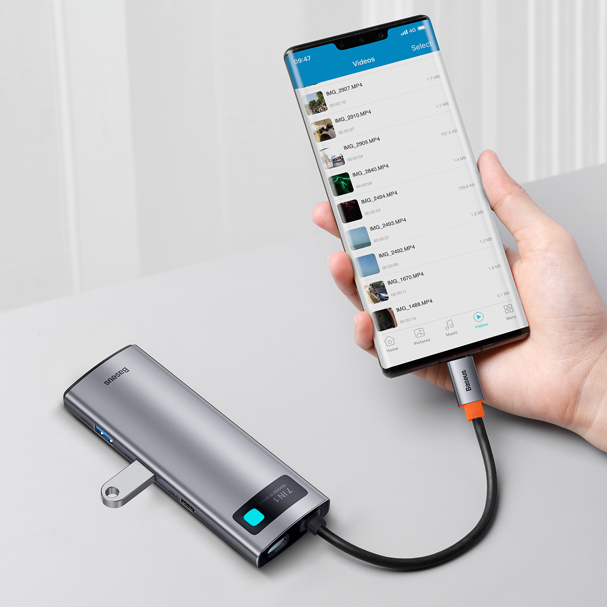 Baseus Metal Gleam 7-i-1 USB-C hubb, 3xUSB3.0, HDMI, 5Gbps