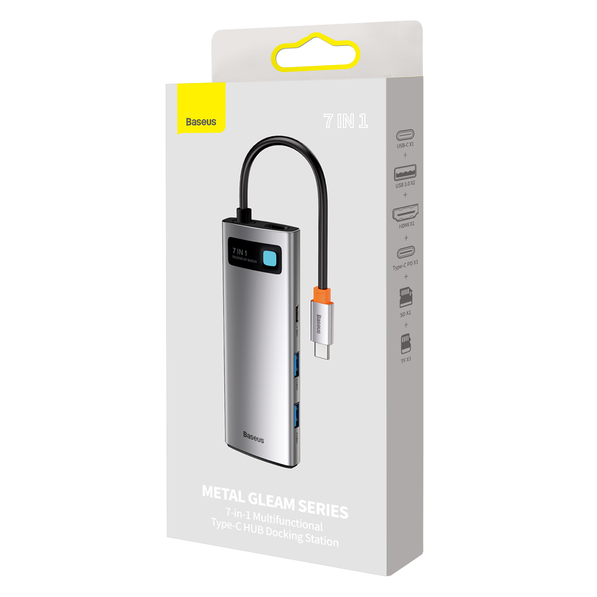 Baseus Metal Gleam 7-i-1 USB-C hubb, 3xUSB3.0, HDMI, 5Gbps