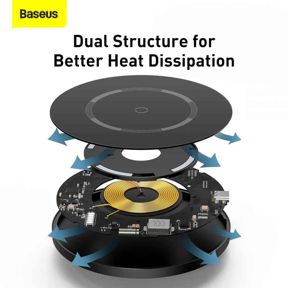 Baseus WXJK-E01 Magnetisk Qi-laddare, svart