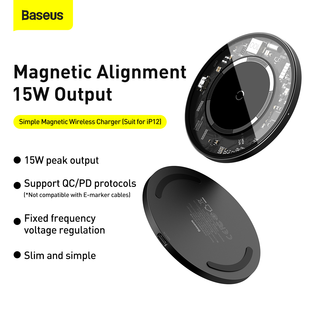 Baseus WXJK-E01 Magnetisk Qi-laddare, vit