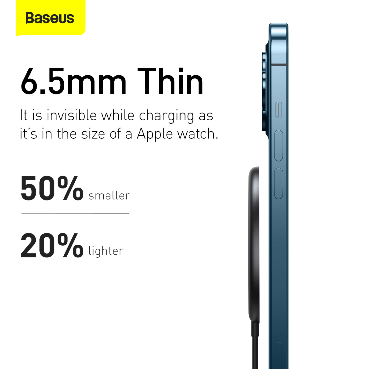 Baseus WXJK-F01 Magnetisk trådlös laddare, iPhone 12, 15W, svart