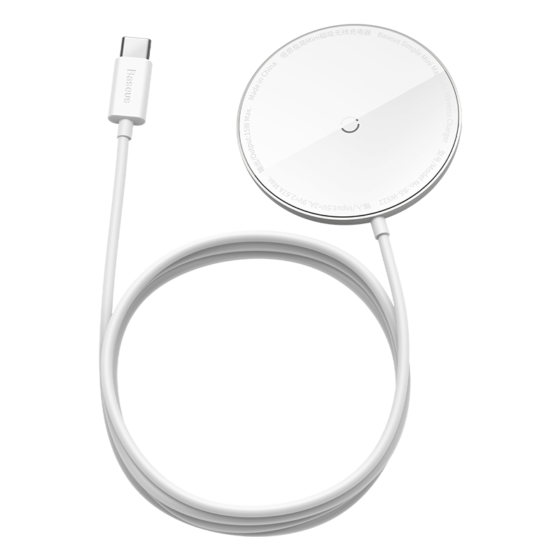 Baseus WXJK-F02 Magnetisk trådlös laddare, iPhone 12, 15W, vit
