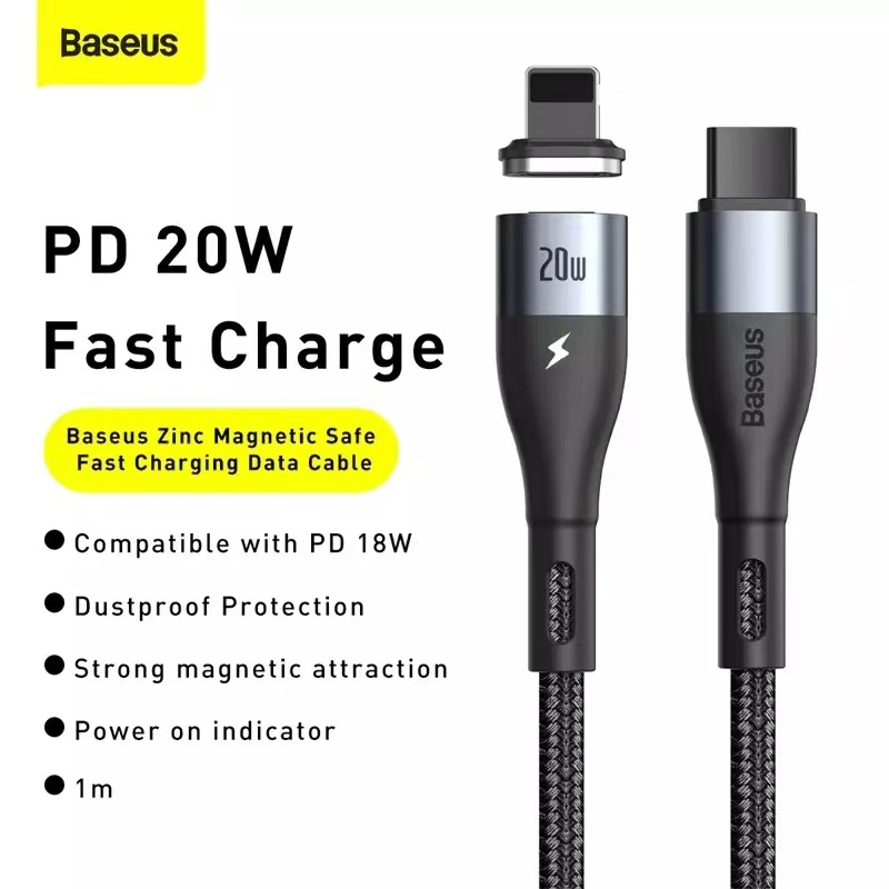 Baseus Zinc Magnetisk USB-C - Lightning kabel, PD, 20W, 2.4A, 2m