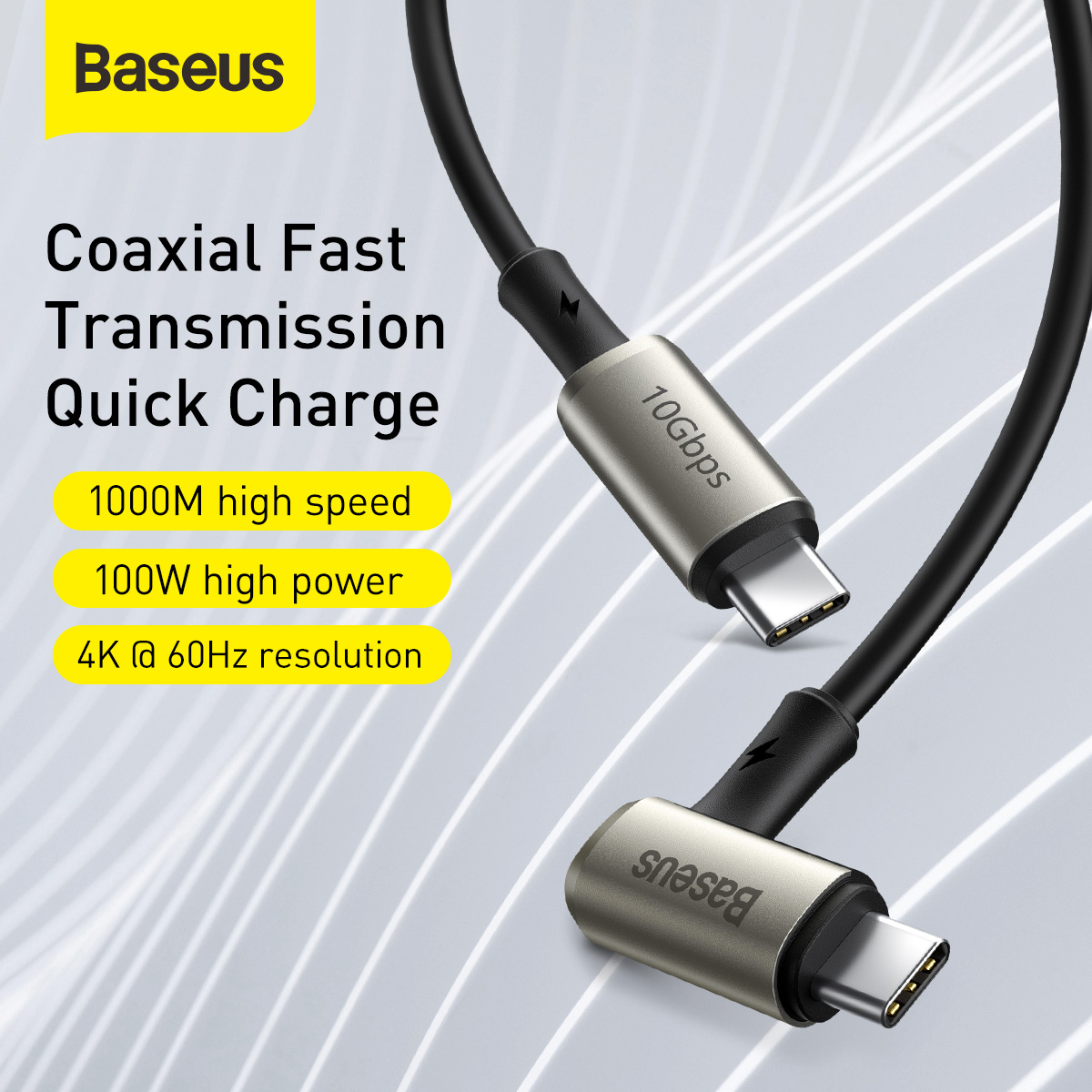 Baseus Hammer vinklad USB-C kabel, PD3.1, 100W, 5A, 1.5m, svart