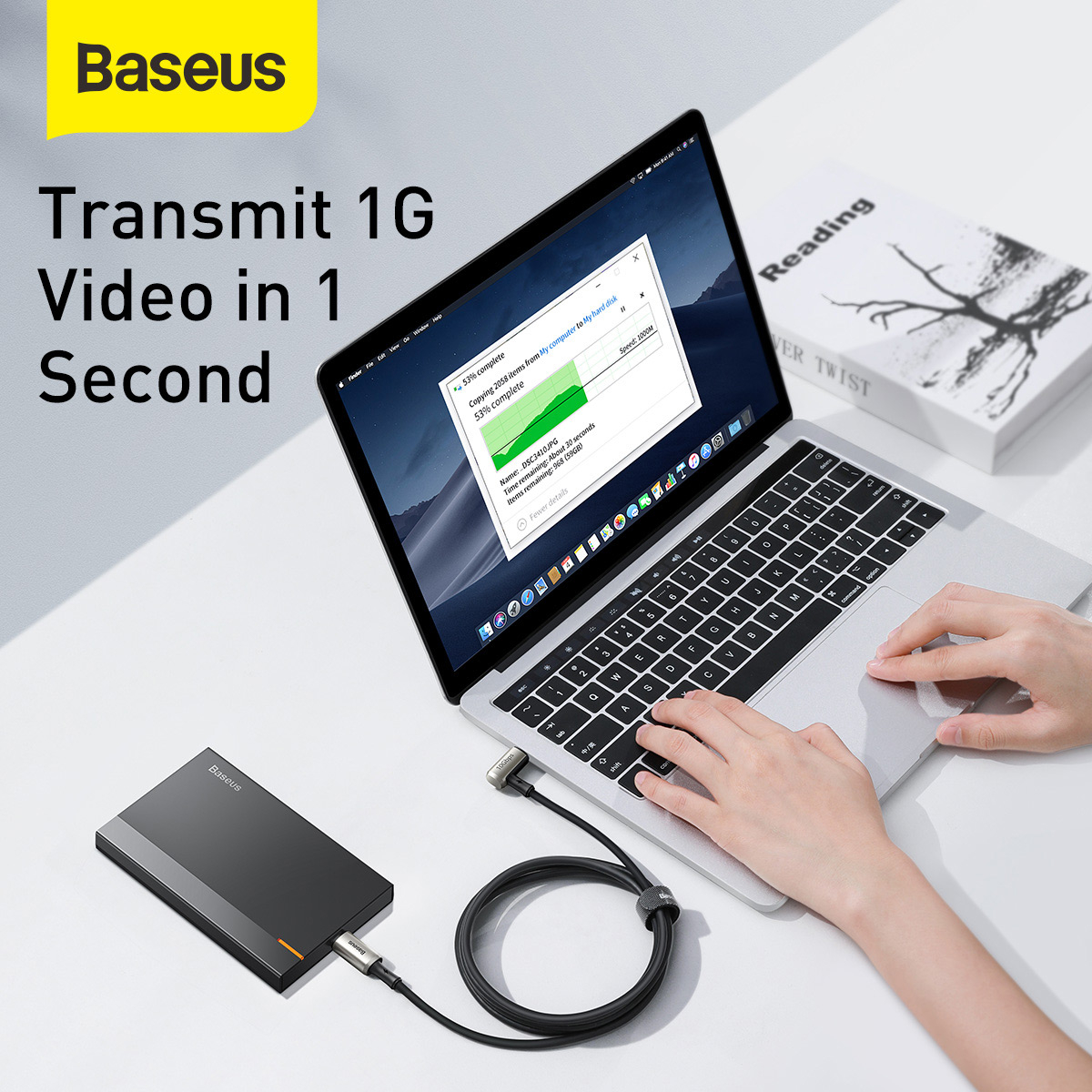 Baseus Hammer vinklad USB-C kabel, PD3.1, 100W, 5A, 1.5m, svart