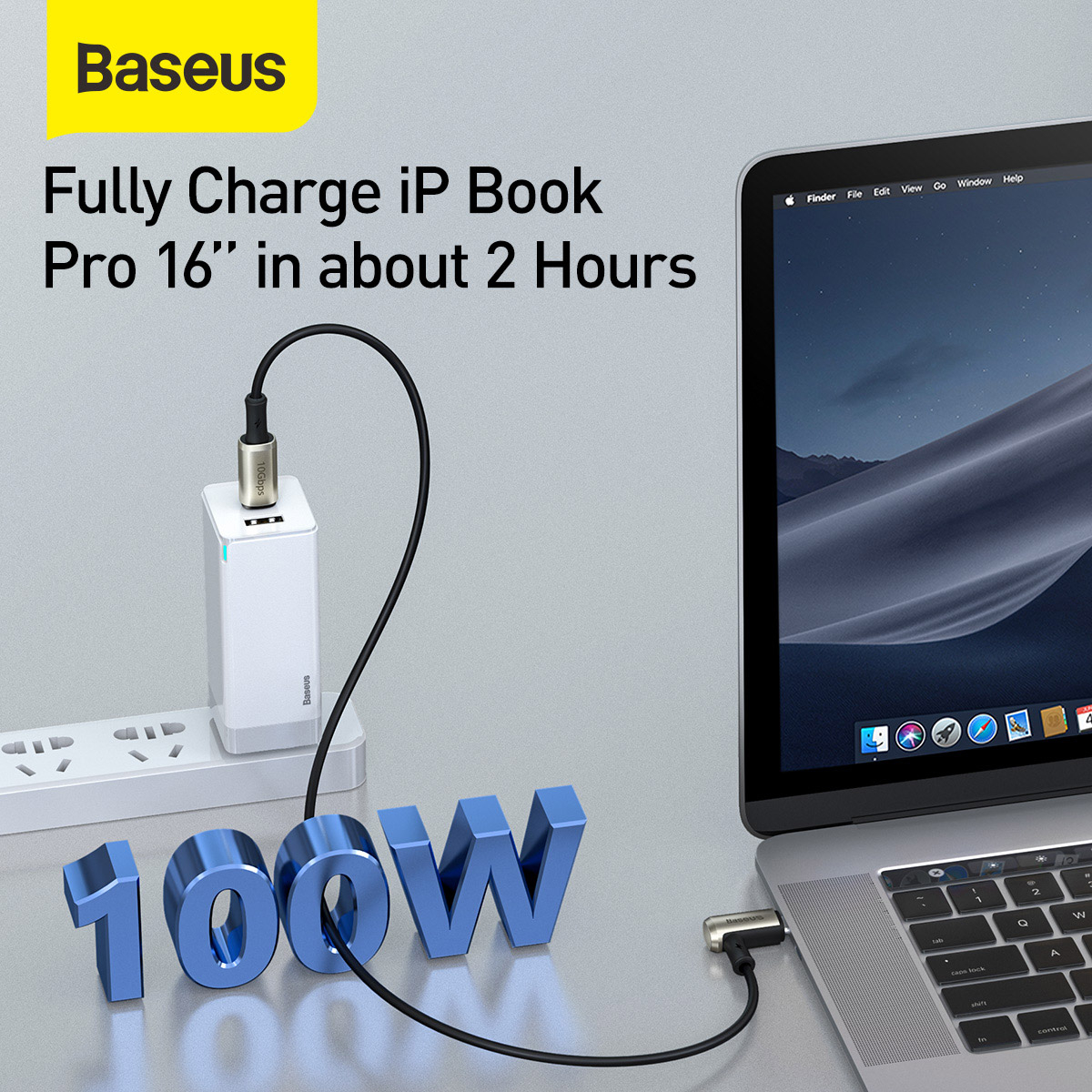 Baseus Hammer vinklad USB-C kabel, PD3.1, 100W, 5A, 1.5m, svart