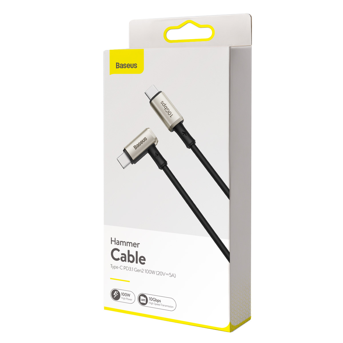 Baseus Hammer vinklad USB-C kabel, PD3.1, 100W, 5A, 1.5m, svart