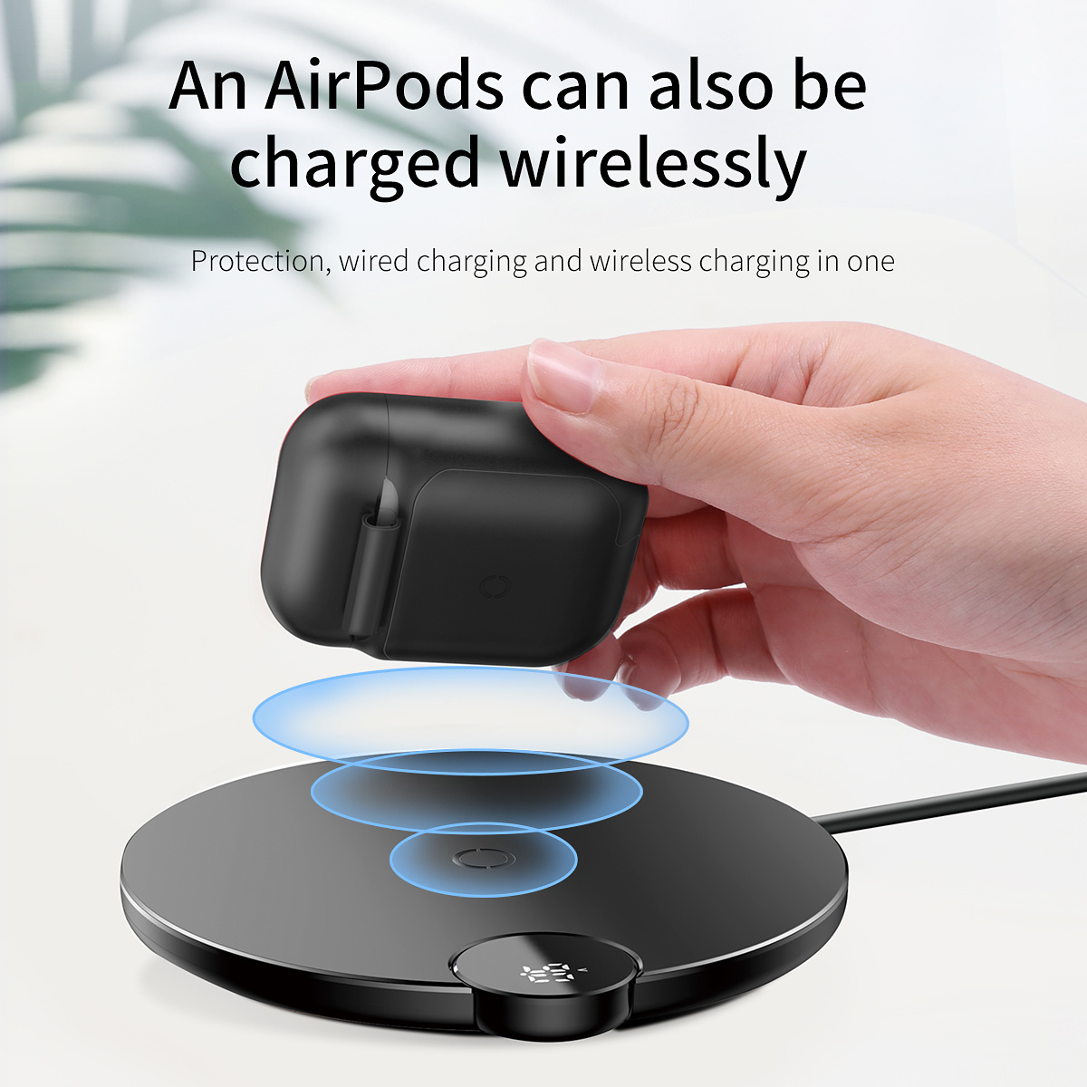 Baseus trådlöst laddningsfodral till AirPods, svart