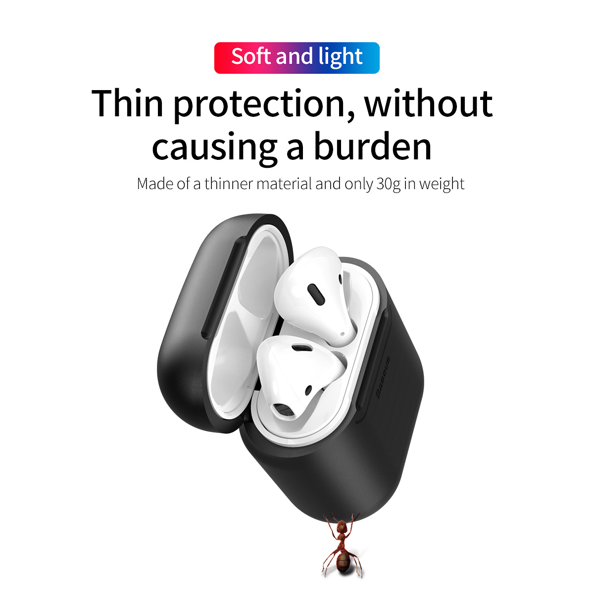 Baseus trådlöst laddningsfodral till AirPods, svart