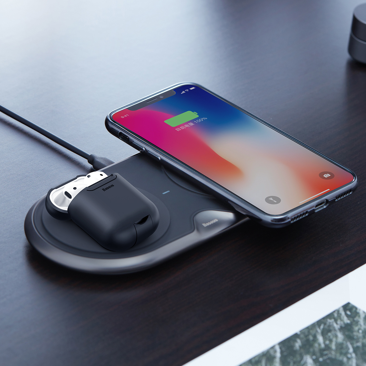 Baseus trådlöst laddningsfodral till AirPods, svart
