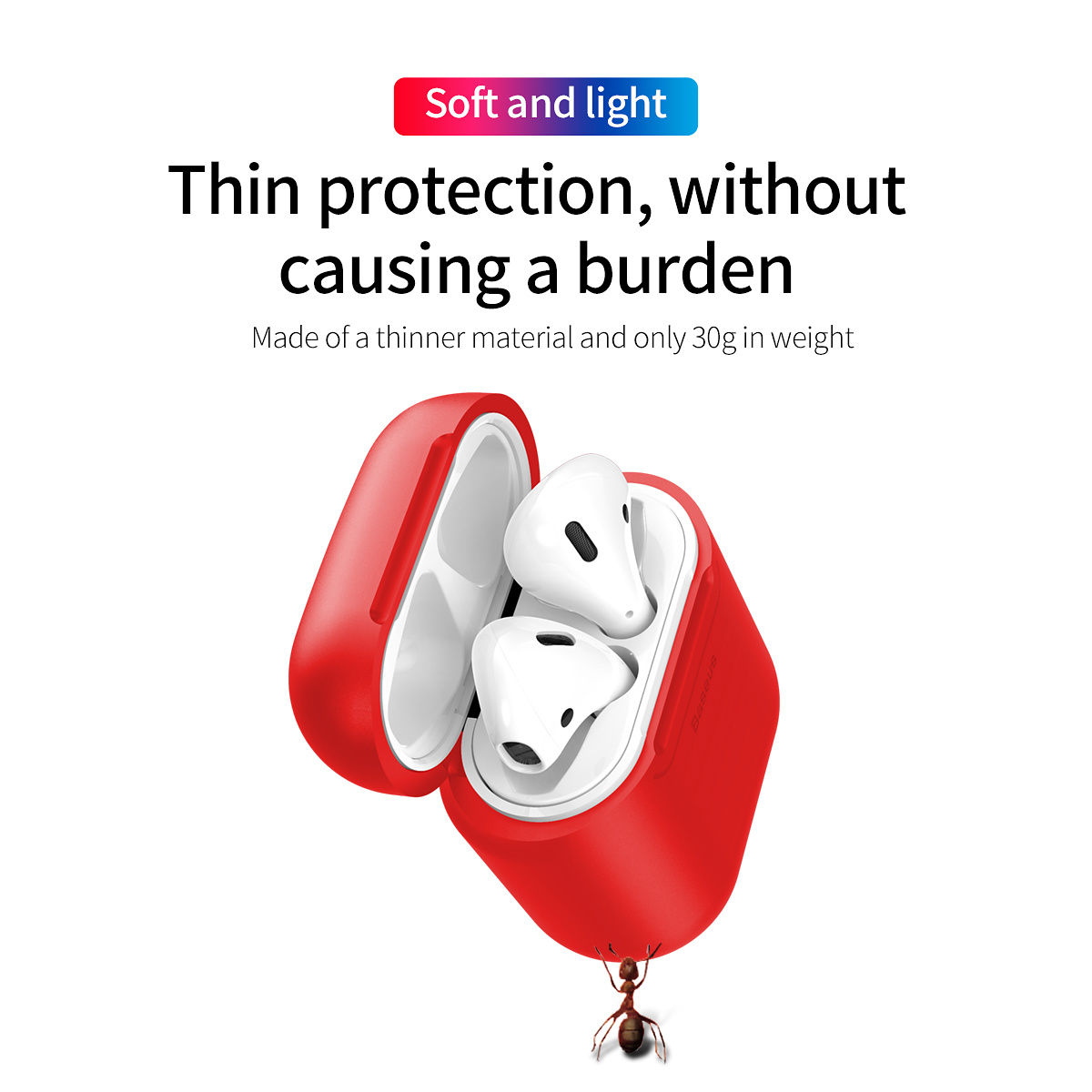 Baseus trådlöst laddningsfodral till AirPods, röd