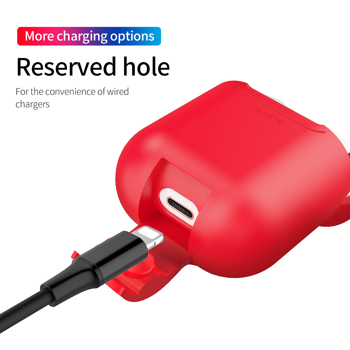 Baseus trådlöst laddningsfodral till AirPods, röd