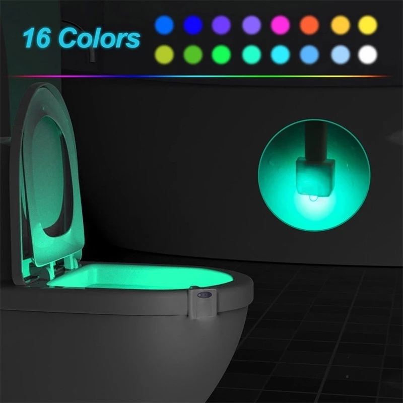 Batteridriven toalettlampa med rörelsesensor, 16 färger