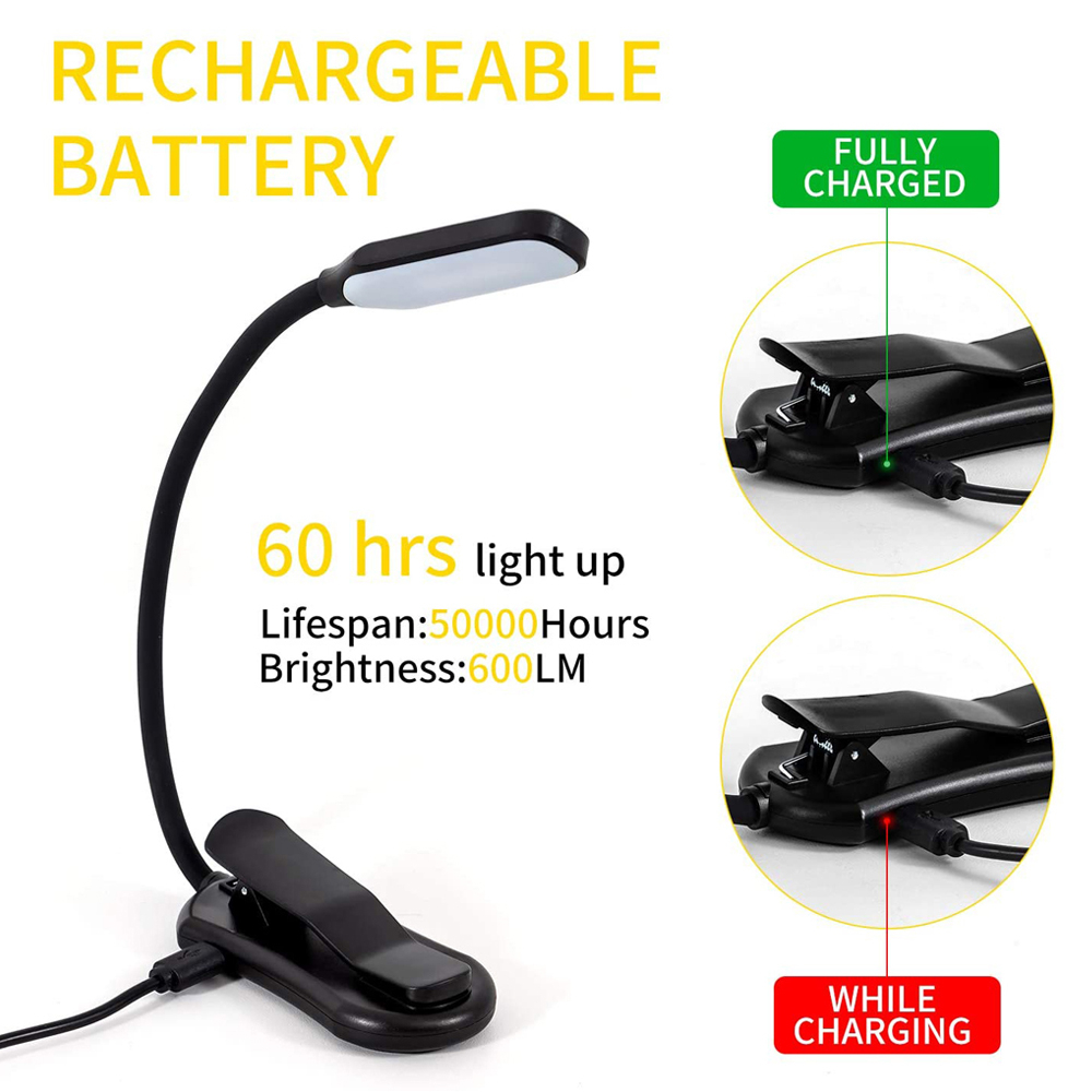 BekaTech 7 LED läslampa med 3 ljusfärger, svart
