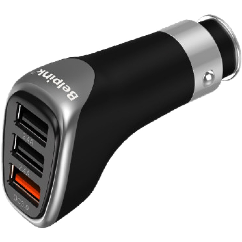 Belpink Billaddare med 3xUSB3.0 och snabbladdning, QC, 2.4A