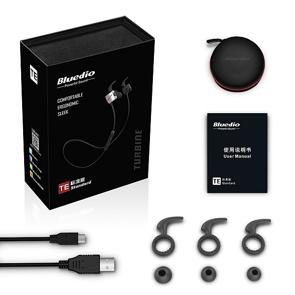 Bluedio TE Sporthörlurar Bluetooth 4.1, svart, demoex