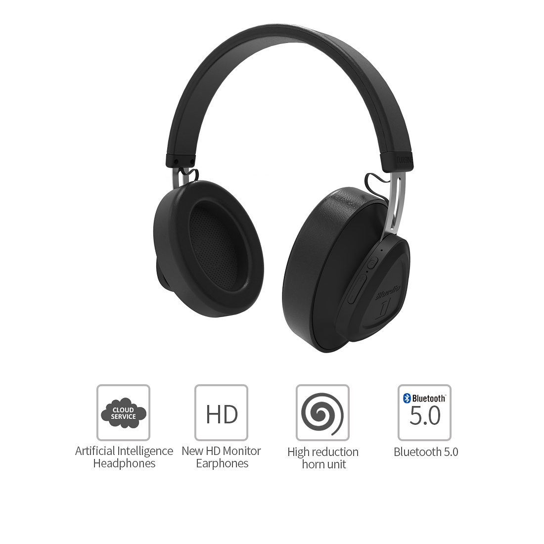 Bluedio TM, On-Ear hörlurar, smart röststyrning, Bluetooth 5.0