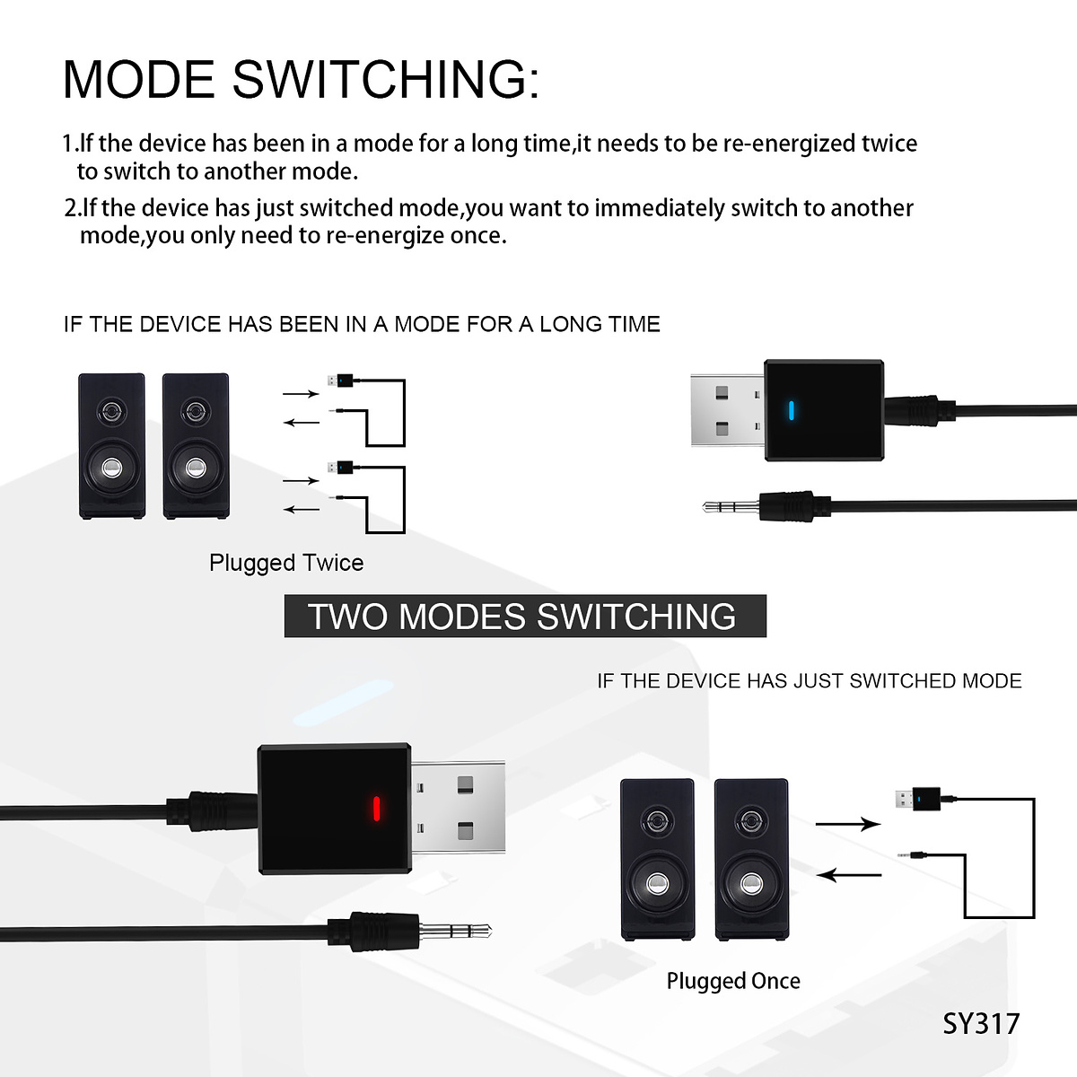 Bluetooth 5.0 Transmitter/Receiver adapter, AUX 3.5mm, svart