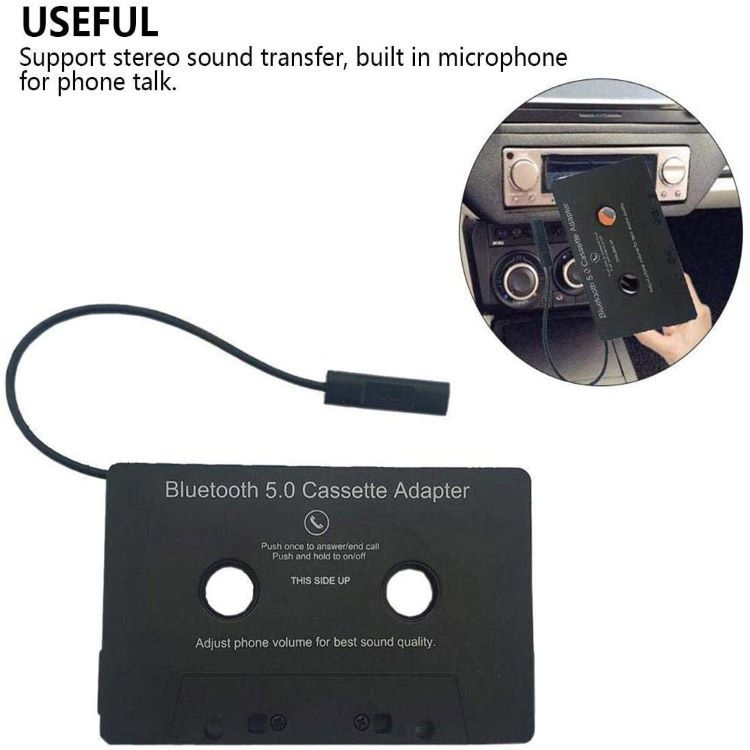 Kassettband till Bluetooth-adapter för bilstereo, svart
