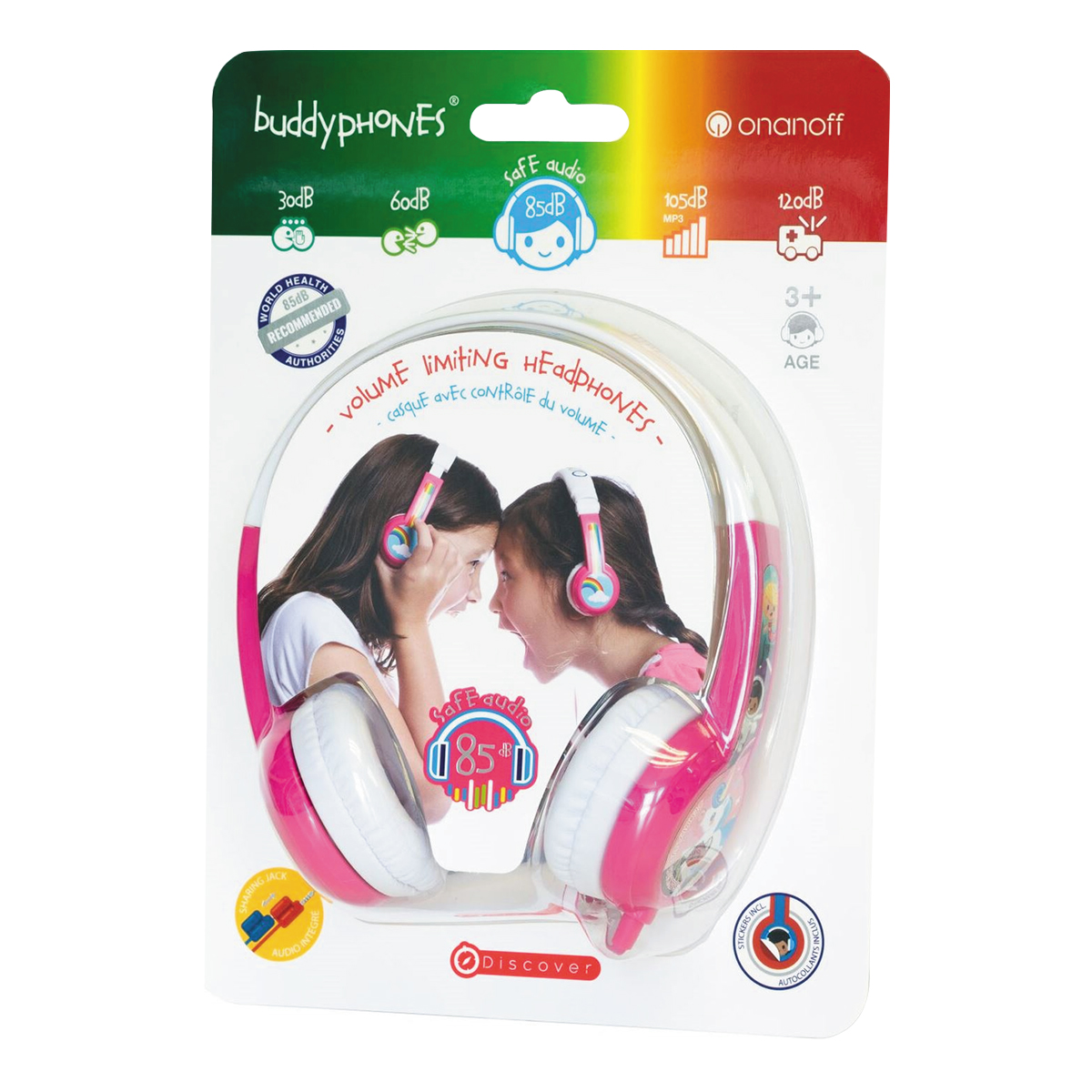BuddyPhones Discover Kids headphone, rosa