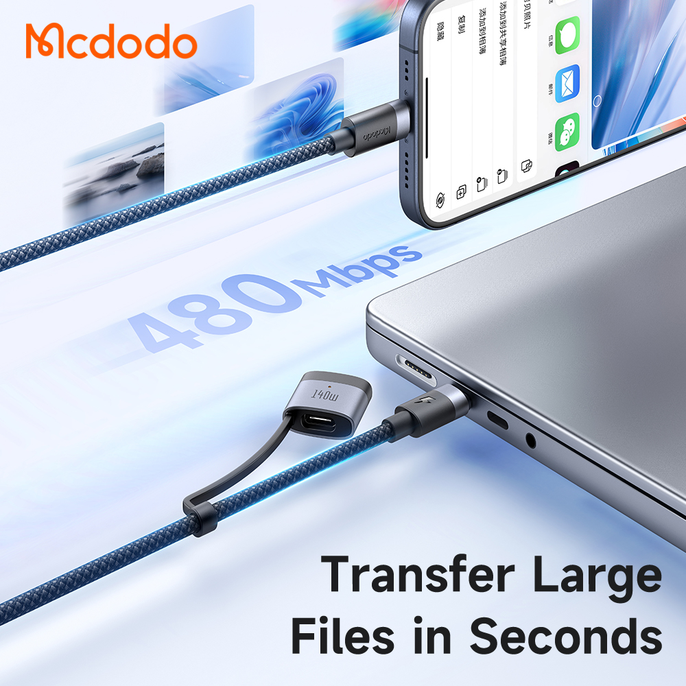 McDodo CA-0140, USB-C to USB-C+MagSafe3 kabel, 140W, 2m