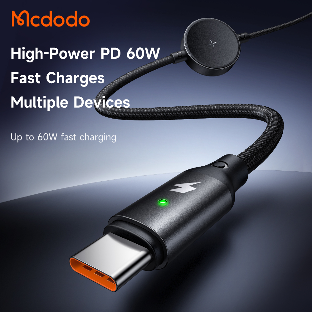 McDodo CA-4170, USB-C kabel med Samsung Watch-laddare, 60W, 1.5m