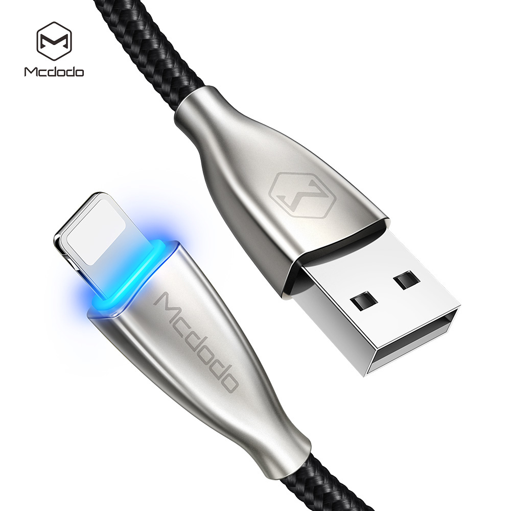 McDodo CA-5700, USB-A till Lightning, LED, 2.4A, 1.2m, svart