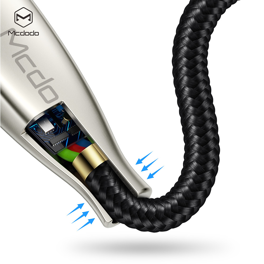 McDodo CA-5700, USB-A till Lightning, LED, 2.4A, 1.2m, svart