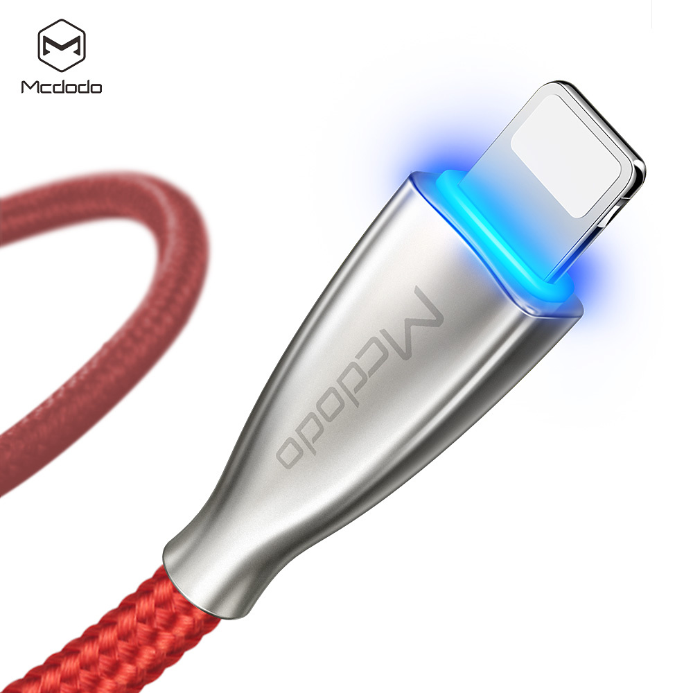 Mcdodo CA-5701, USB-A till Lightning, LED, 2.4A, 1.2m, röd