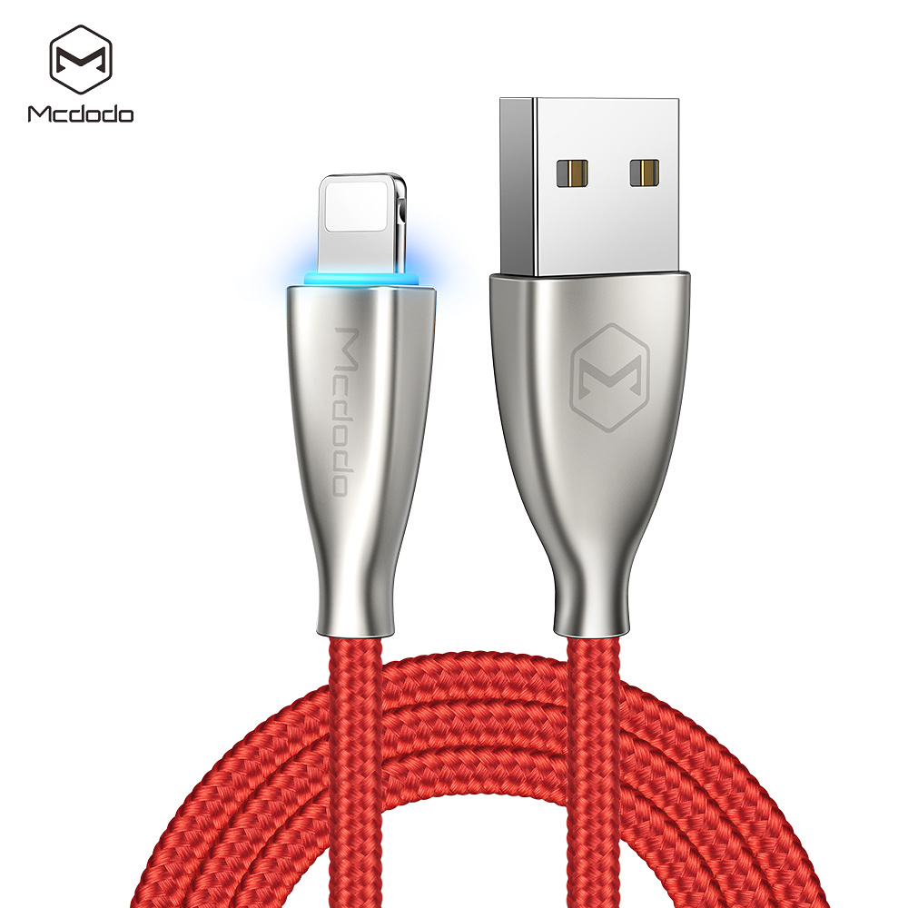 Mcdodo CA-5701, USB-A till Lightning, LED, 2.4A, 1.2m, röd