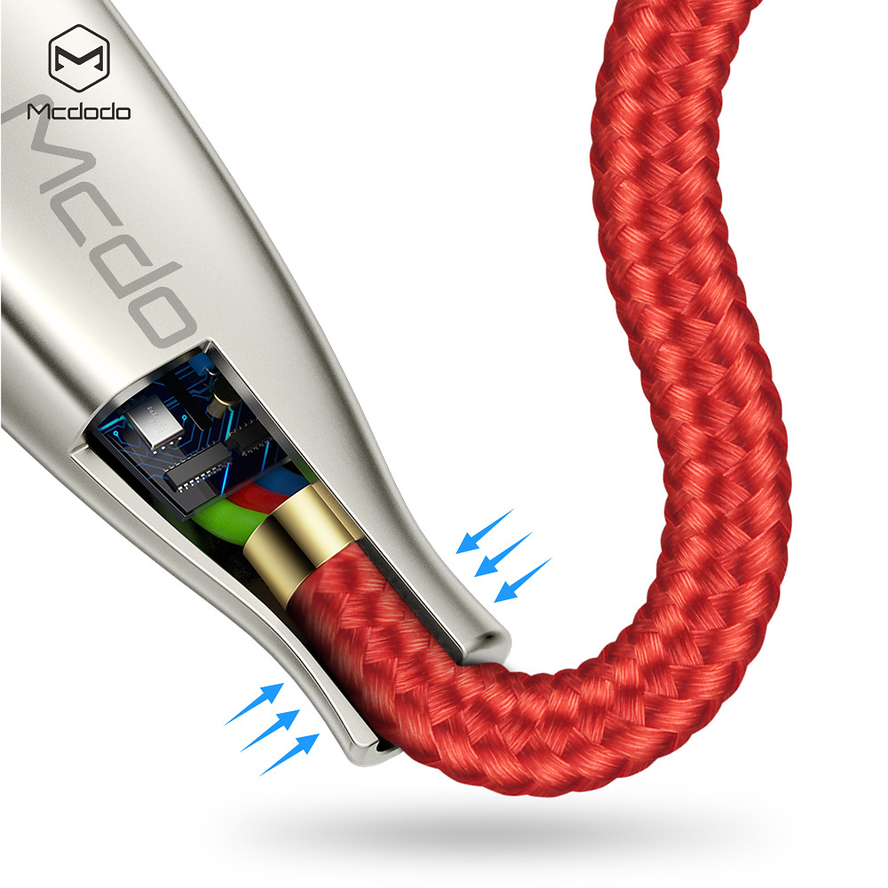 McDodo CA-5704, USB-A till Lightning, LED, 2.4A, 1.8m, röd