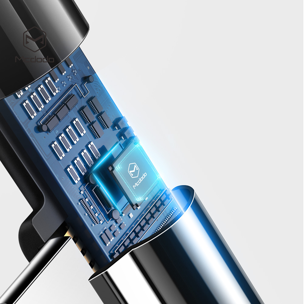 McDodo CA-6391 90° USB-C kabel med LED, 2m, svart