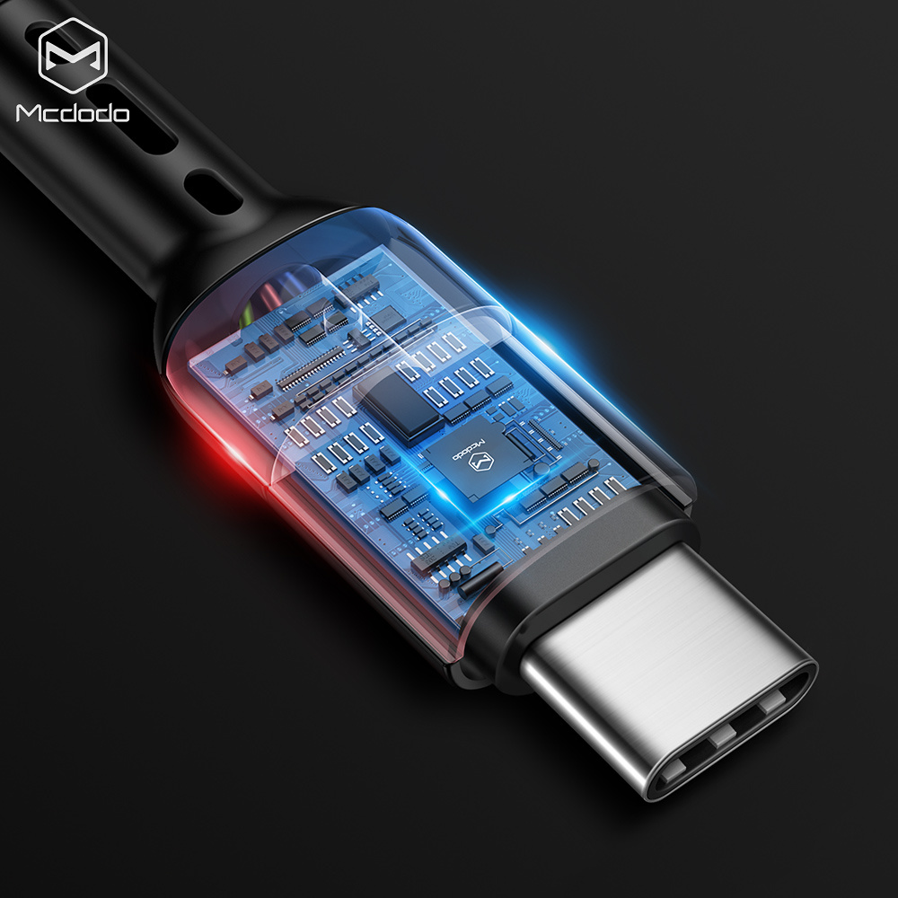 McDodo CA-6421 Flexibel USB-C kabel med QC4.0, LED, 1.8m, grå