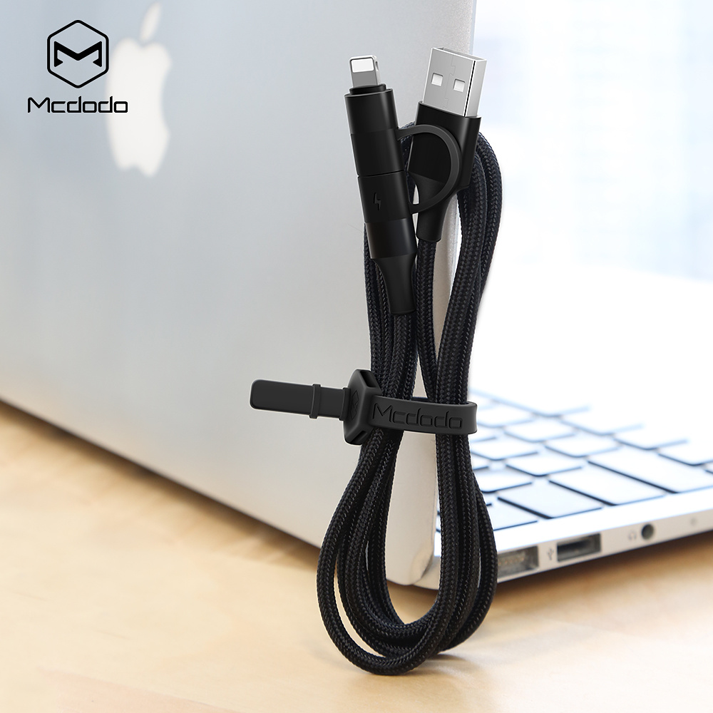 McDodo CA-6800 USB-C+Lightning 2-i-1-kabel, QC 4.0, 1.2m, svart