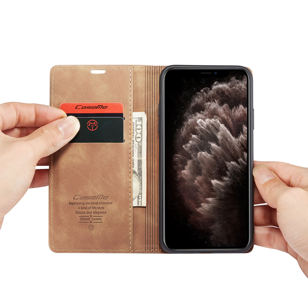 CaseMe plånboksfodral, iPhone 11 Pro Max, brun