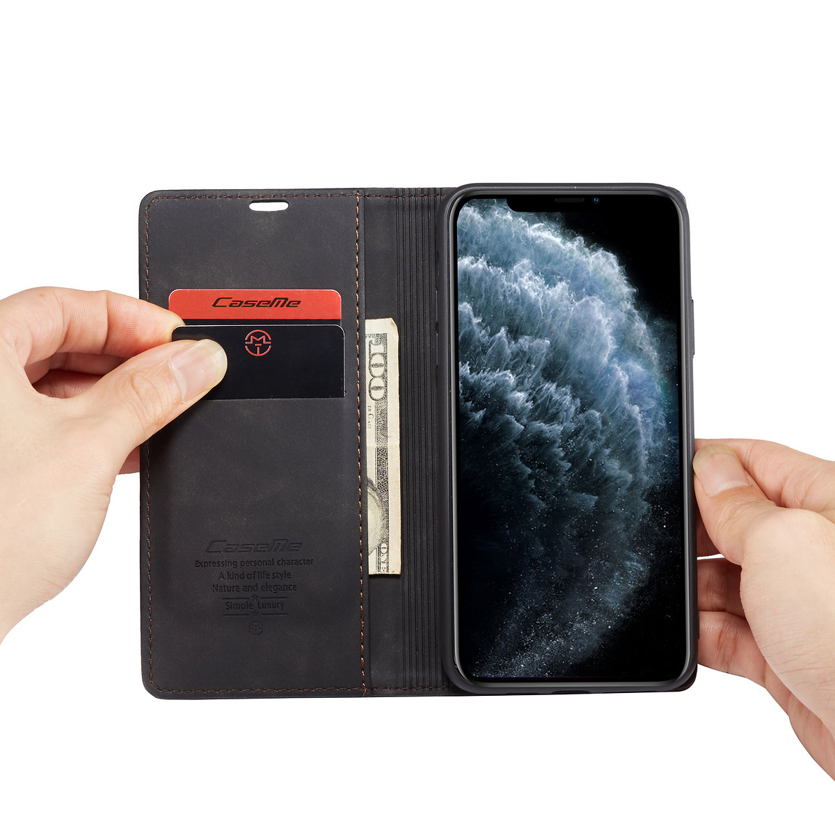 CaseMe plånboksfodral till iPhone 11 Pro, svart